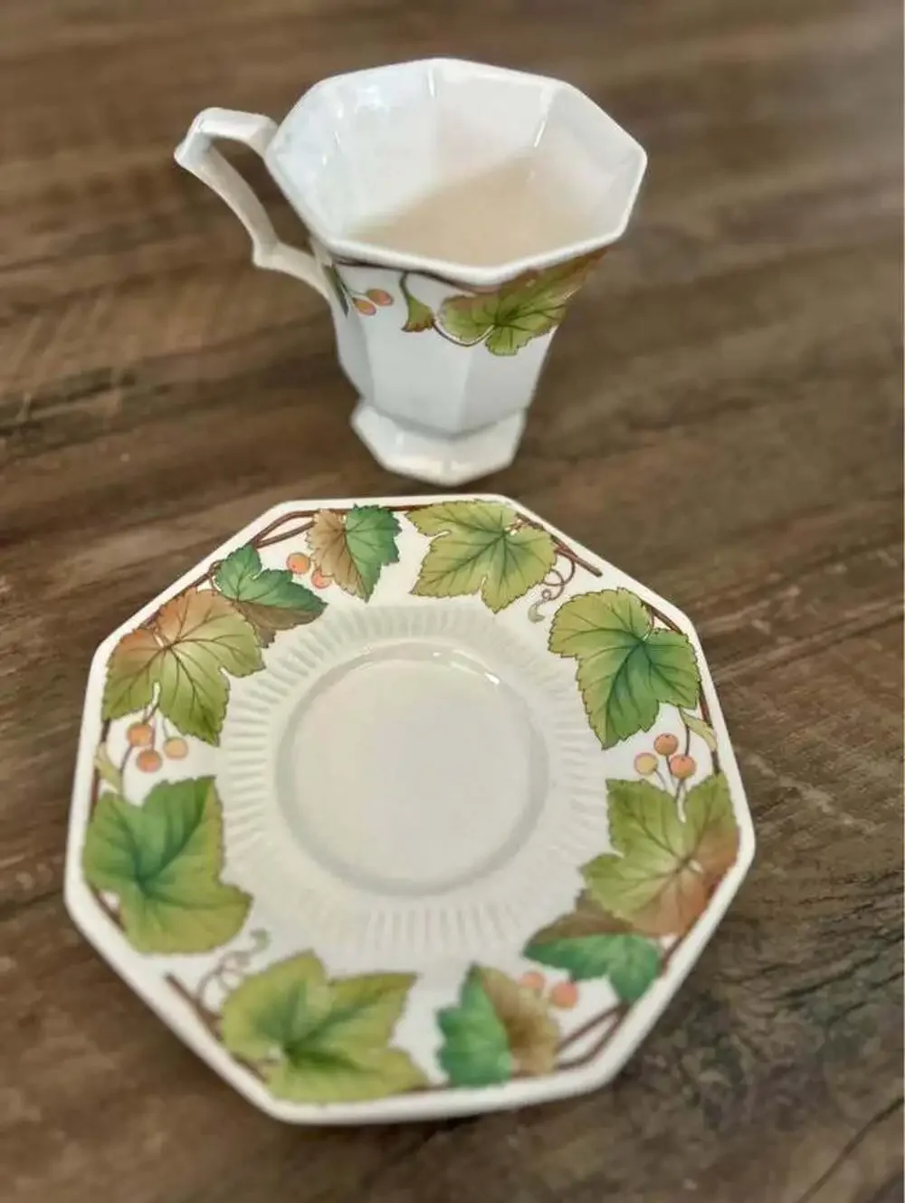 Wedgwood Vine Octagonal Cup and Saucer Set